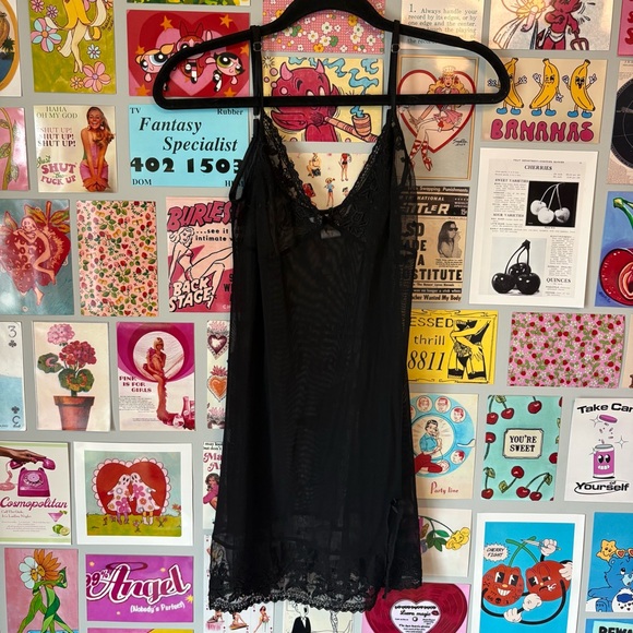 Y2K Elegant Black floral bow Lace Slip Dress - Picture 6 of 10